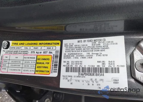 2018 Ford Fusion Se z USA, uszkodzony, nr VIN 3FA6P0HD8JR184544